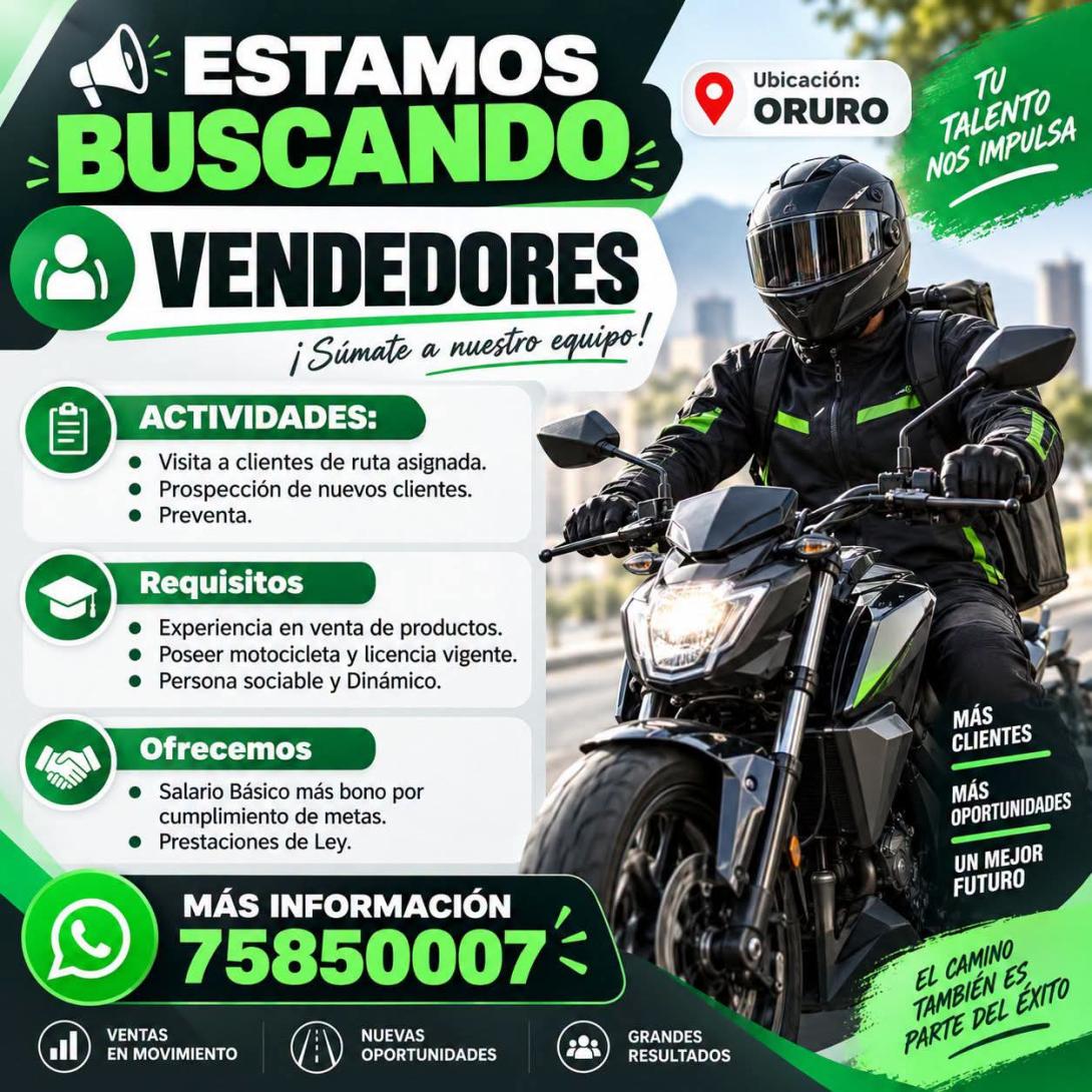 BUSCAMOS VENDEDORES